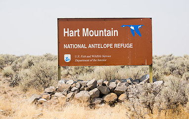 Image showing Hart Mountain National Antelope Wildlife Refuge Sign Oregon 