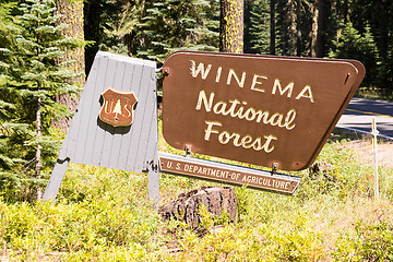 Image showing National Forest Sign Boundary Winema Public Use Land