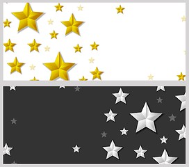 Image showing Abstract banners with silver and golden stars