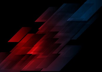 Image showing Dark blue red shapes abstract tech background