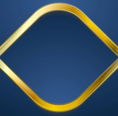 Image showing Golden metal rhombus shape on blue background