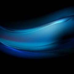 Image showing Dark blue smooth waves abstract background