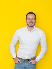 Image showing man isolated over a yellow background