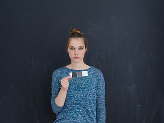 Image showing young woman isolated on grey background