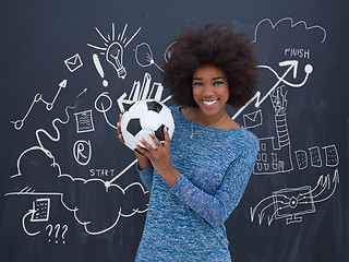 Image showing black woman holding a soccer bal