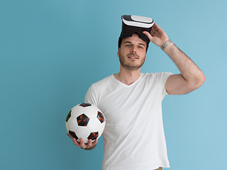 Image showing man using VR headset glasses of virtual reality