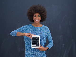 Image showing Happy African American Woman Using Digital Tablet