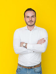 Image showing man isolated over a yellow background