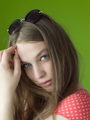 Image showing woman over green background