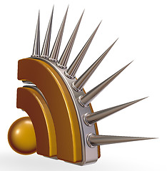 Image showing rss symbol with prickles on white background - 3d illustration