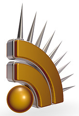 Image showing rss symbol with prickles on white background - 3d illustration