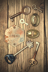 Image showing ancient keys and keyholes