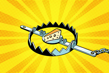Image showing Iron trap with cheese, mousetrap