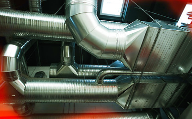 Image showing Ventilation pipes of an air condition