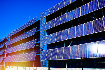 Image showing solar panel against blue sunny sky        