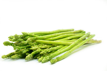 Image showing Bundle of green asparagus shoots