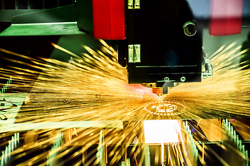 Image showing CNC Laser cutting of metal, modern industrial technology.