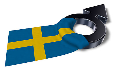 Image showing mars symbol and flag of sweden - 3d rendering