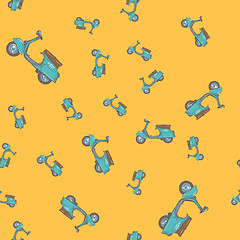 Image showing Retro motor scooter seamless pattern background