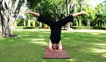 Image showing Yoga in the park.