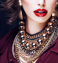 Image showing beauty rich brunette woman with a lot of jewellery