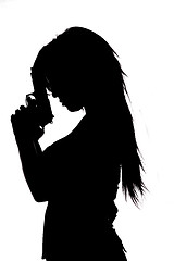 Image showing Sexy girl in silhouette with guns isolated on white background