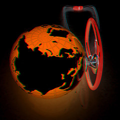 Image showing stethoscope and globe.3d illustration. Anaglyph. View with red/c