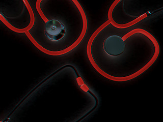 Image showing stethoscope. 3d illustration. Anaglyph. View with red/cyan glass