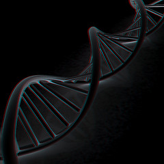 Image showing DNA structure model. 3d illustration. Anaglyph. View with red/cy