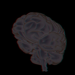 Image showing 3D illustration of human brain. Anaglyph. View with red/cyan gla