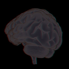 Image showing 3D illustration of human brain. Anaglyph. View with red/cyan gla