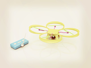 Image showing Drone with remote controller. Vintage style.