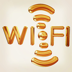 Image showing Gold wifi icon for new year holidays. 3d illustration. Vintage s