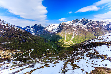 Image showing A winding and narrow road providing access to the mountain in St