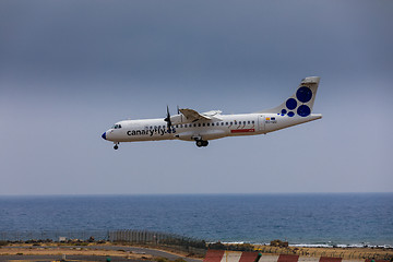 Image showing ARECIFE, SPAIN - APRIL, 16 2017: ATR 72 of canariafly.es with th
