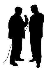 Image showing Reporter asking a question to a businessman