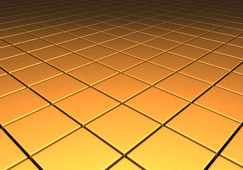 Image showing Gold metallic reflective cubes in a grid pattern