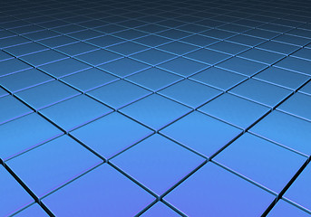 Image showing Blue metallic reflective cubes in a grid pattern