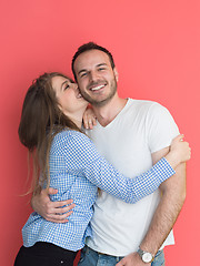 Image showing couple isolated on red Background