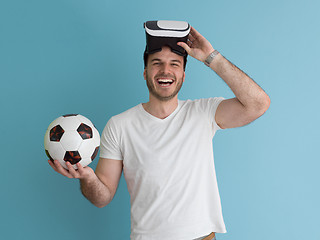 Image showing man using VR headset glasses of virtual reality