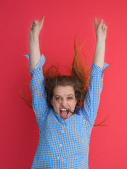 Image showing woman playing with her long silky hair