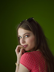 Image showing woman over green background
