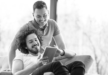 Image showing Two friends taking selfie