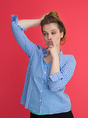 Image showing woman playing with her long silky hair