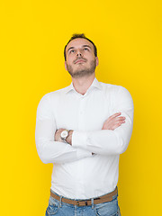 Image showing man isolated over a yellow background