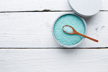 Image showing Jar with blue bath salt