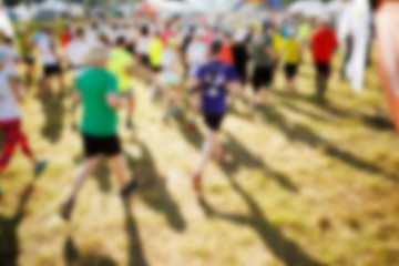 Image showing Defocused photo of running athletes