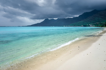 Image showing Cloudy sky on Temae Beach lagoon in Moorea island