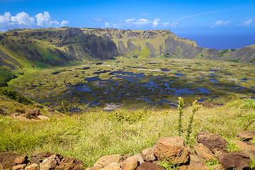 Image showing Rano Kau volcano crater in Easter Island