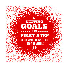 Image showing Quotation about setting goals, against the backdrop of texture from the letters of the alphabet.